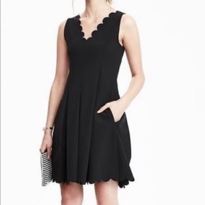 Banana Republic Black Scalloped Fit Flare Dress